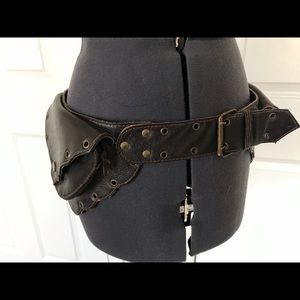 "Om" belt leather boho Burning Man